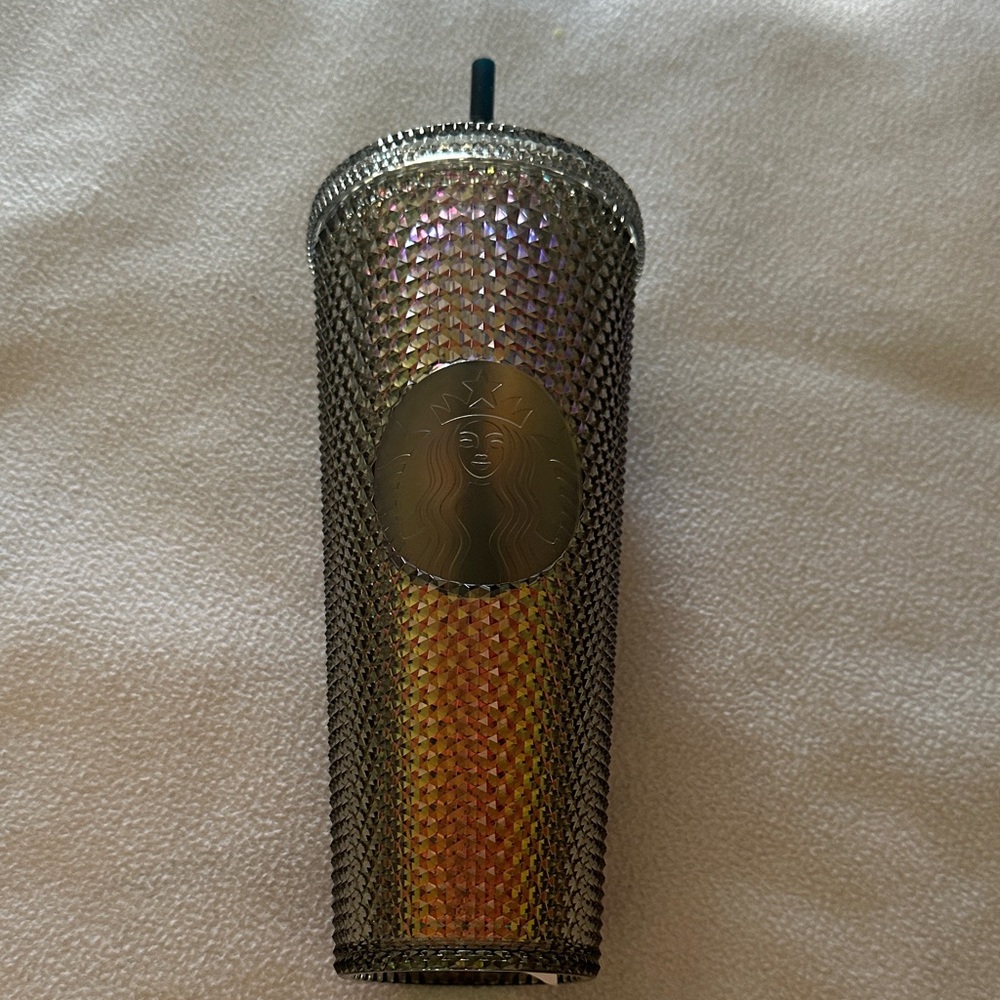 Starbucks G 24oz Iridescent Studded Tumbler - Silver with Rainbow Sheen